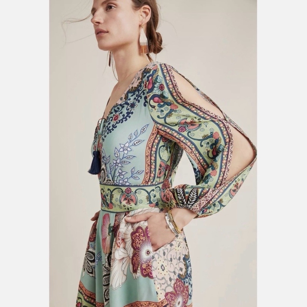 Farm Rio for Anthropologie Bohemian Caversham Floral Print Romper - Picture 2 of 12